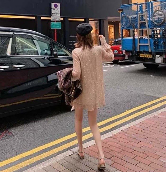 Chanel香奈兒 法國專櫃同步新款 2019夏季新款透視亮片 閃閃亮絲重工連衣裙 甜美飄帶泡泡袖襯衫裙  xly1397